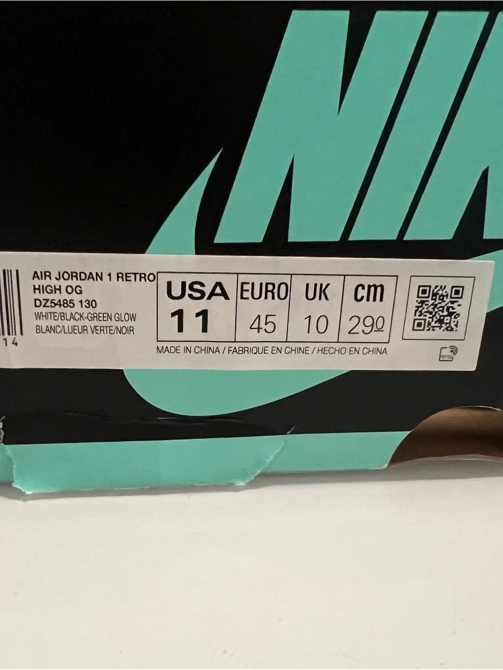 Nike Air Jordan 1 RETRO HIGH OG Green/Black/White SZ 11